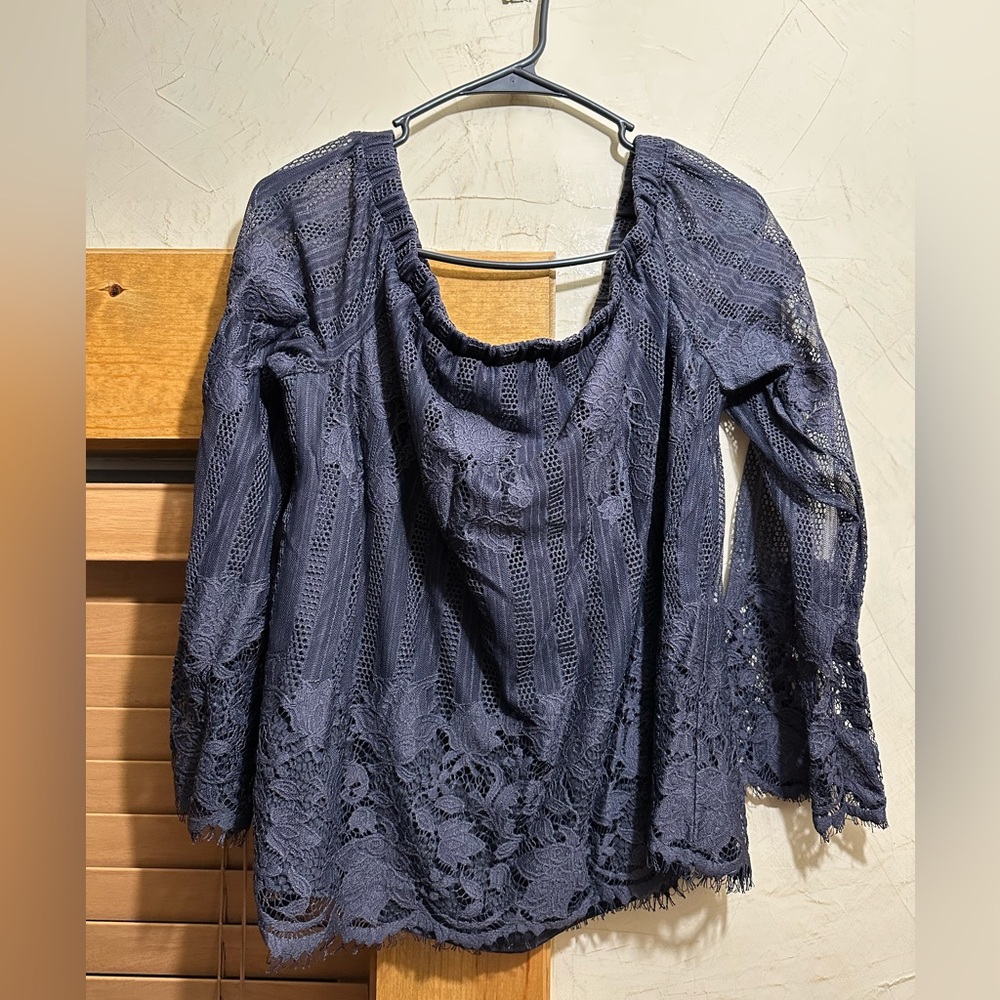 Off Shoulder Grey Lace Top